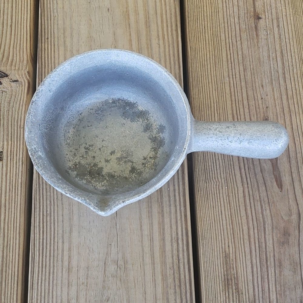 Vintage pewter melting pot